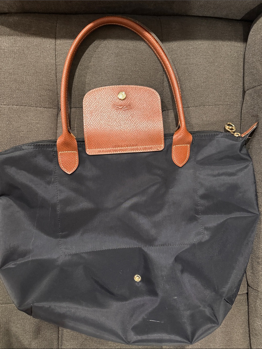 Women's Black Tote with Brown Trim - Not original Elegant Everyday Shoulder Bag - Picture 2 of 4